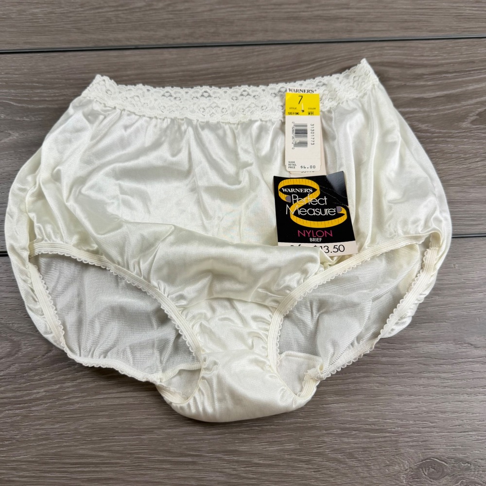 Warners Womens Briefs Perfect Measure Nylon Lace Trim White 7